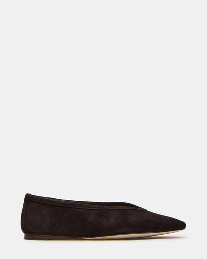 LENI Brown Suede Square-Toe Ballet Women's Flat | Steve Madden
