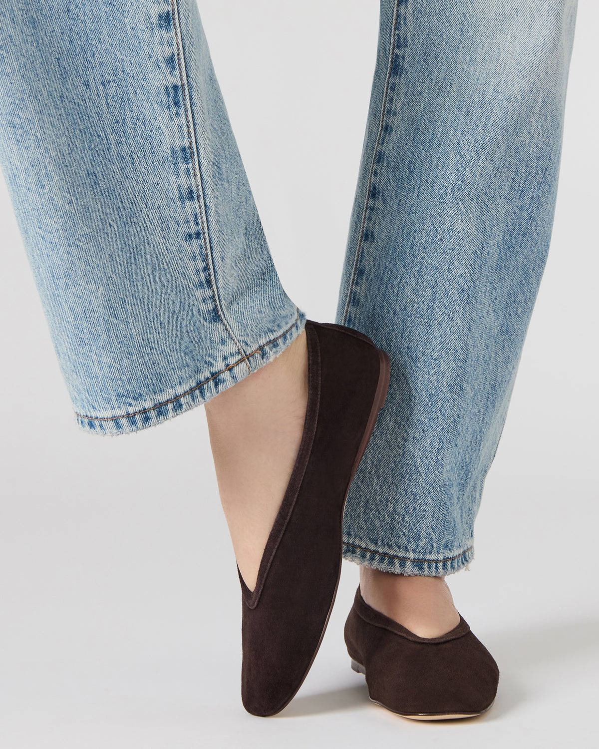 LENI Brown Suede Square-Toe Ballet Women's Flat | Steve Madden