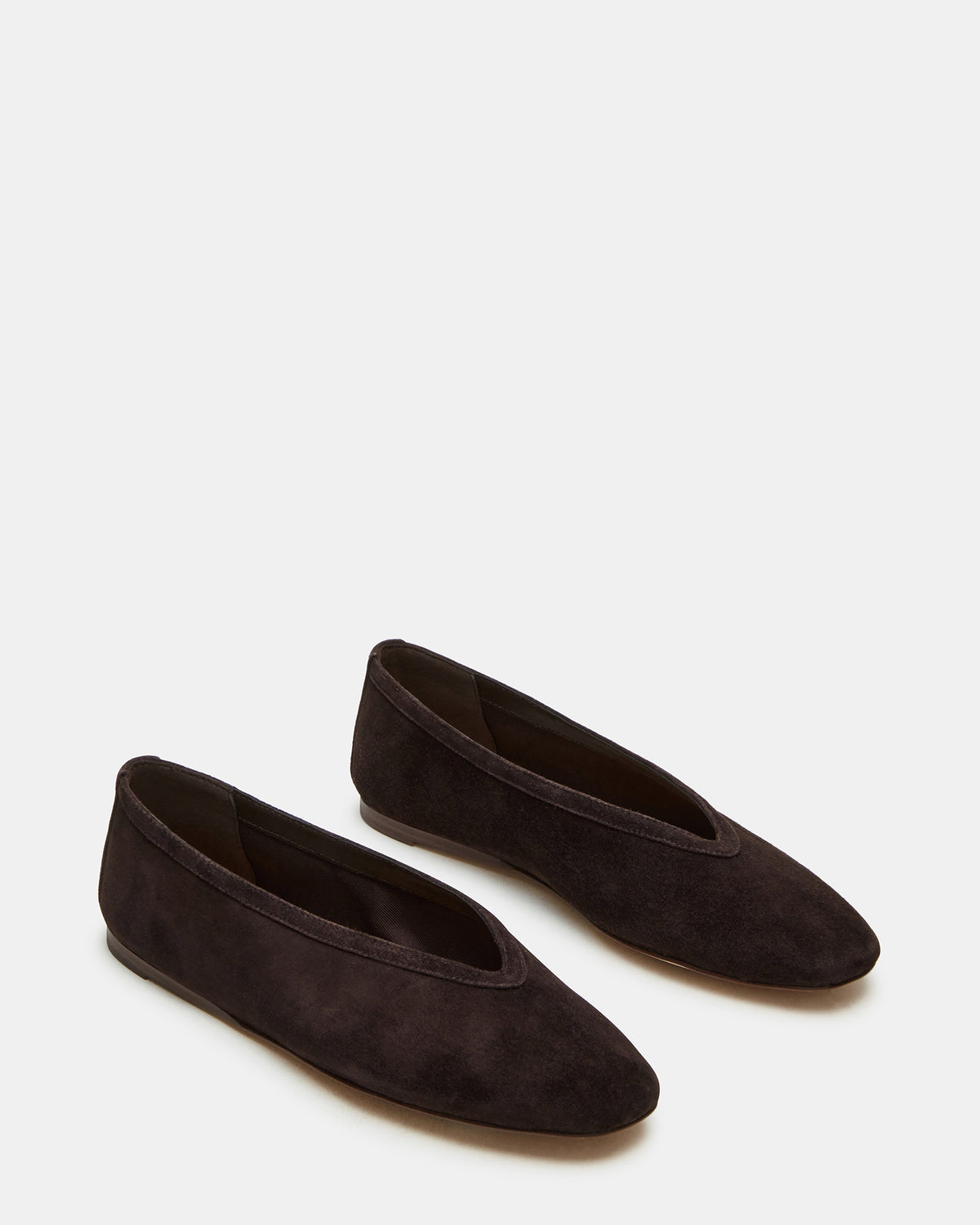 LENI Brown Suede Square-Toe Ballet Women's Flat | Steve Madden
