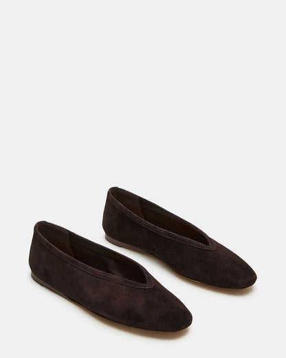 LENI Brown Suede Square-Toe Ballet Women's Flat | Steve Madden