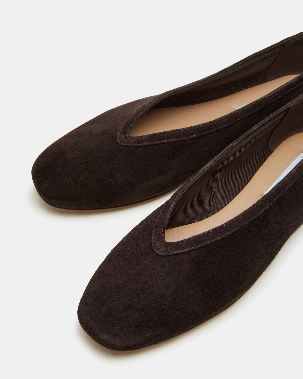 LENI Brown Suede Square-Toe Ballet Women's Flat | Steve Madden