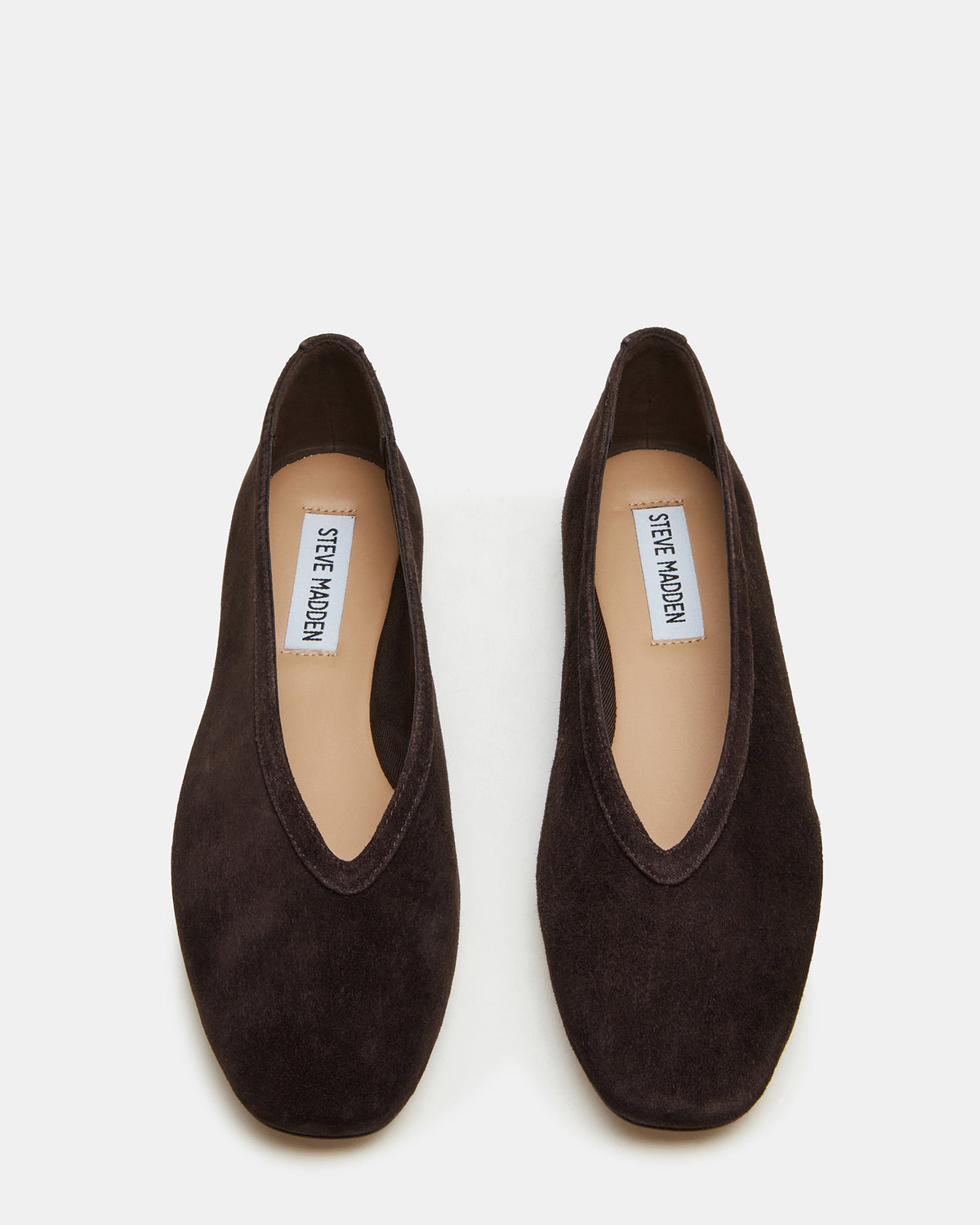 LENI Brown Suede Square-Toe Ballet Women's Flat | Steve Madden