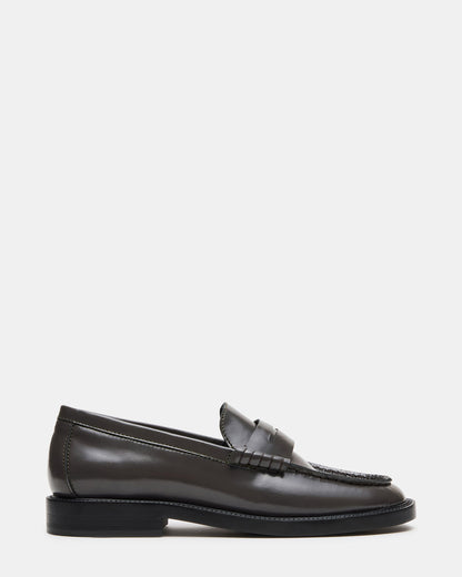 MADISON Grey Leather Women's Penny Loafer | Steve Madden