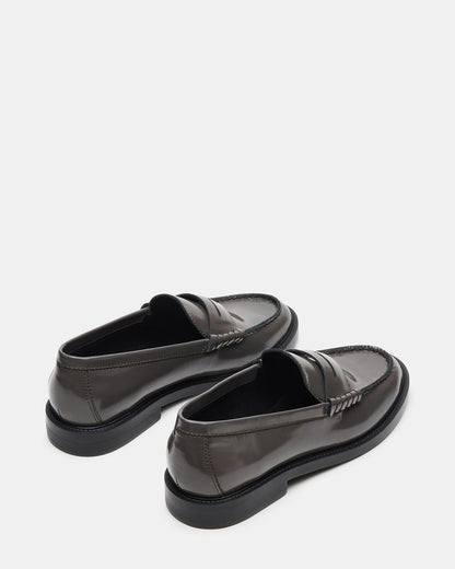 MADISON Grey Leather Women's Penny Loafer | Steve Madden