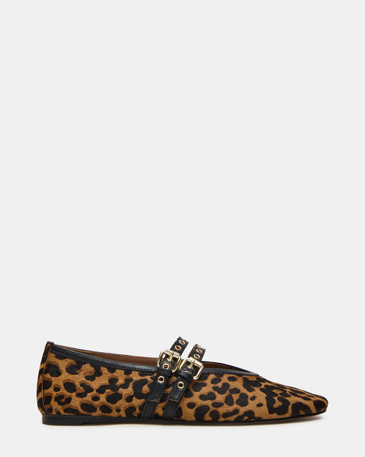 LYDIA Leopard Square-Toe Mary Jane Ballet Women's Flat | Steve Madden