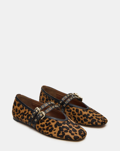 LYDIA Leopard Square-Toe Mary Jane Ballet Women's Flat | Steve Madden