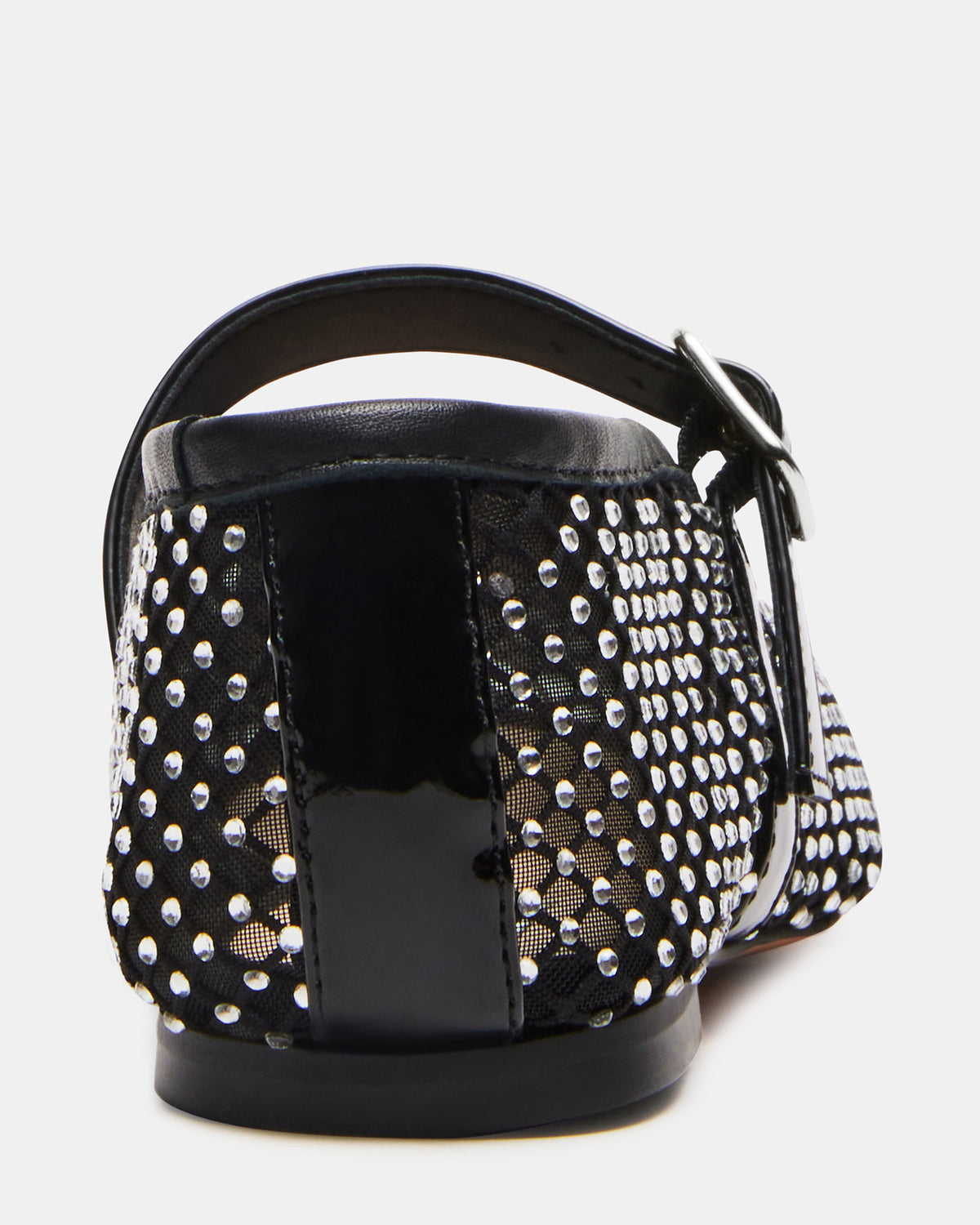DREAMING Black Mesh Rhinestone Mary Jane | Women's Flats | Steve Madden