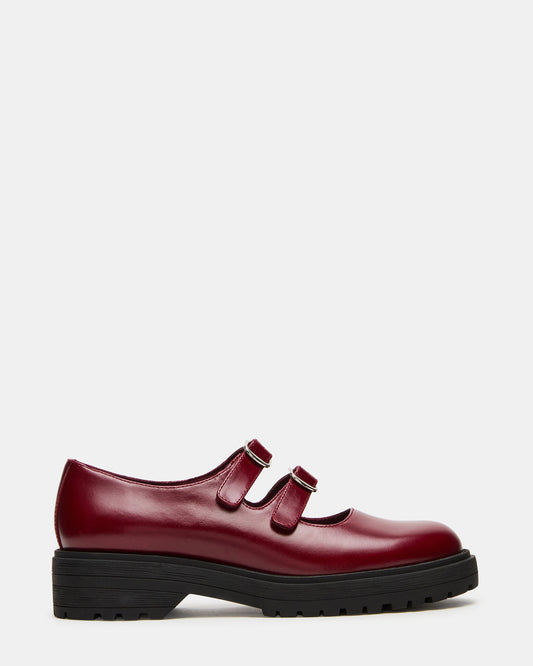 ALBA Burgundy Leather Platform Lug Mary Jane Women's Loafer | Steve Madden