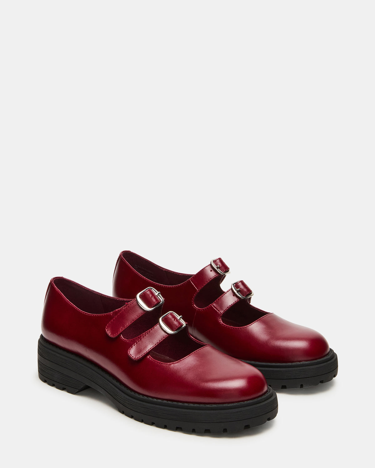 ALBA Burgundy Leather Platform Lug Mary Jane Women's Loafer | Steve Madden