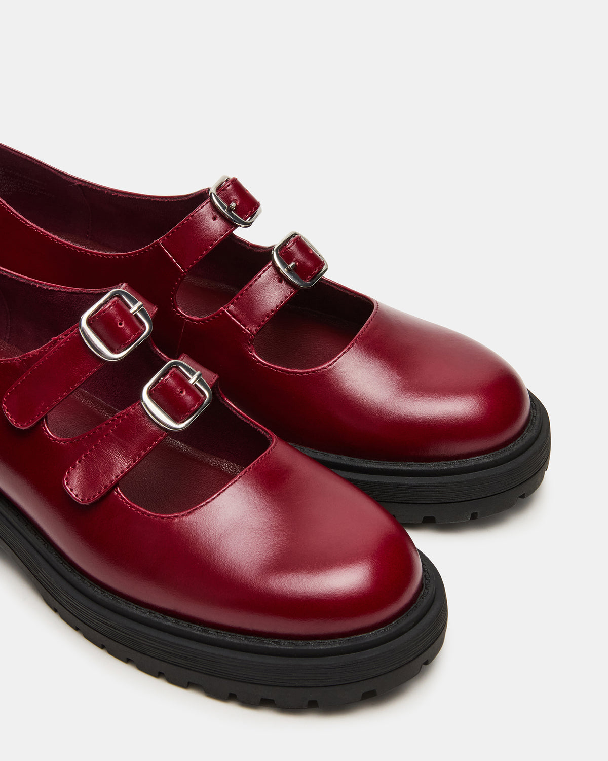 ALBA Burgundy Leather Platform Lug Mary Jane Women's Loafer | Steve Madden