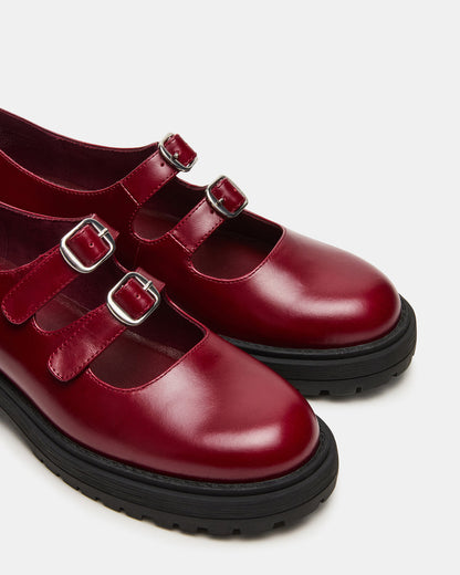 ALBA Burgundy Leather Platform Lug Mary Jane Women's Loafer | Steve Madden