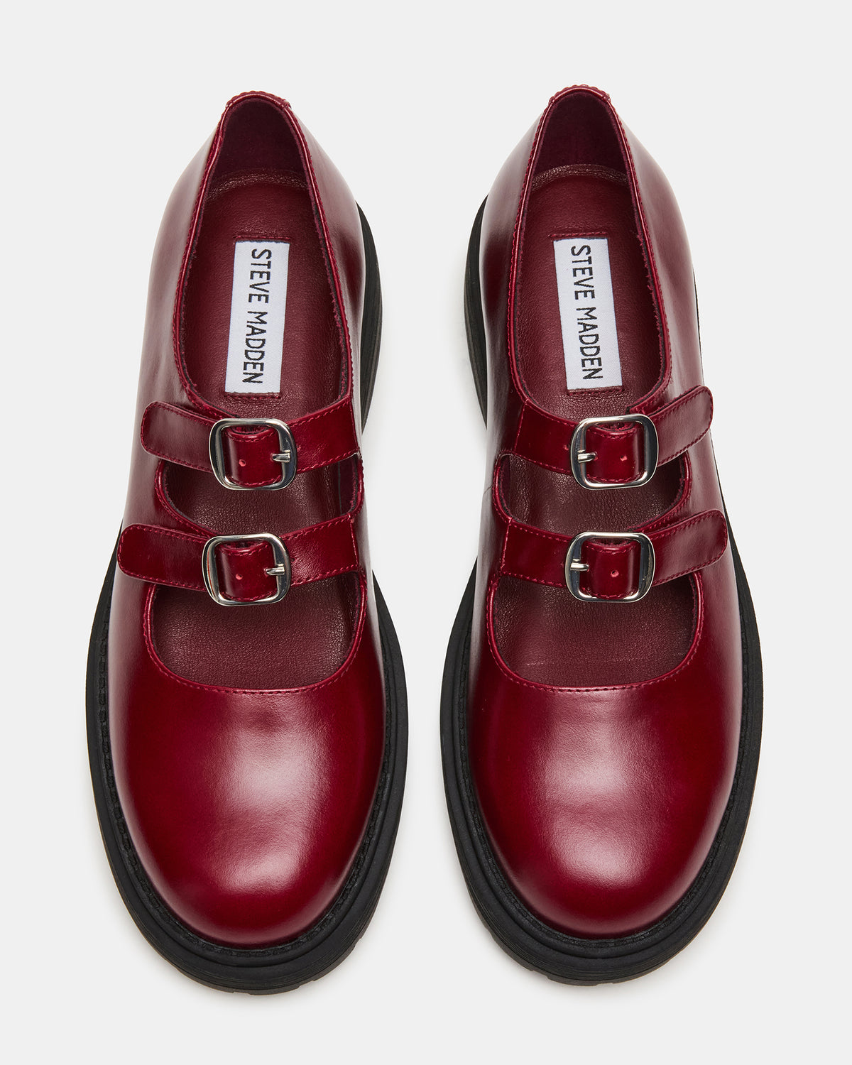 ALBA Burgundy Leather Platform Lug Mary Jane Women's Loafer | Steve Madden