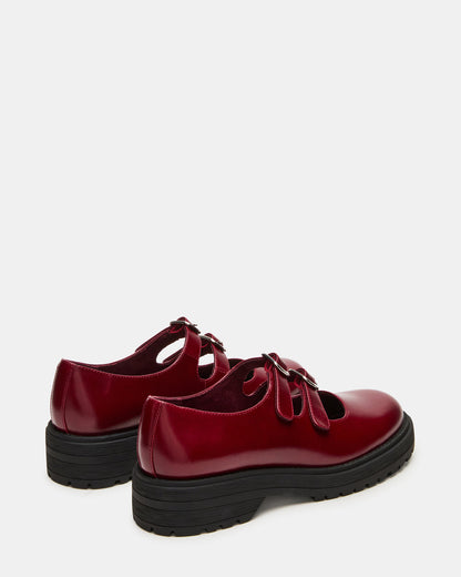 ALBA Burgundy Leather Platform Lug Mary Jane Women's Loafer | Steve Madden