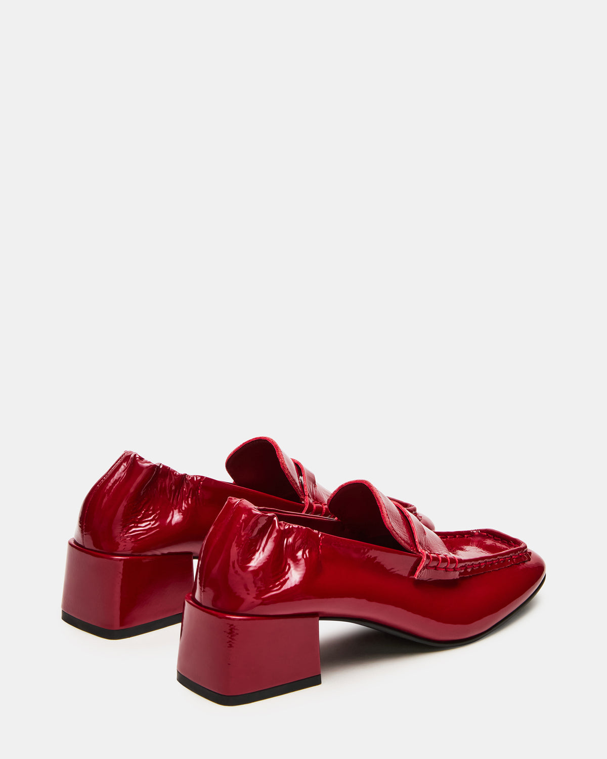 ESTEE Red Crinkle Patent Square-Toe Heeled Women's Loafer | Steve Madden