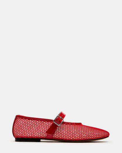 DREAMING Red Mesh Women's Mary Jane Flats | Steve Madden