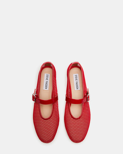 DREAMING Red Mesh Women's Mary Jane Flats | Steve Madden