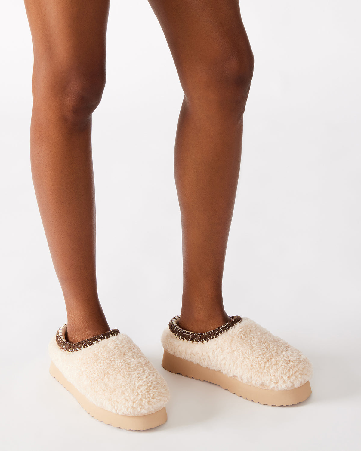 SELENA Faux Shearling Women's Natural Slip-On Mule Flat | Steve Madden