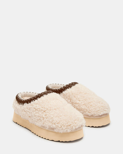 SELENA Faux Shearling Women's Natural Slip-On Mule Flat | Steve Madden