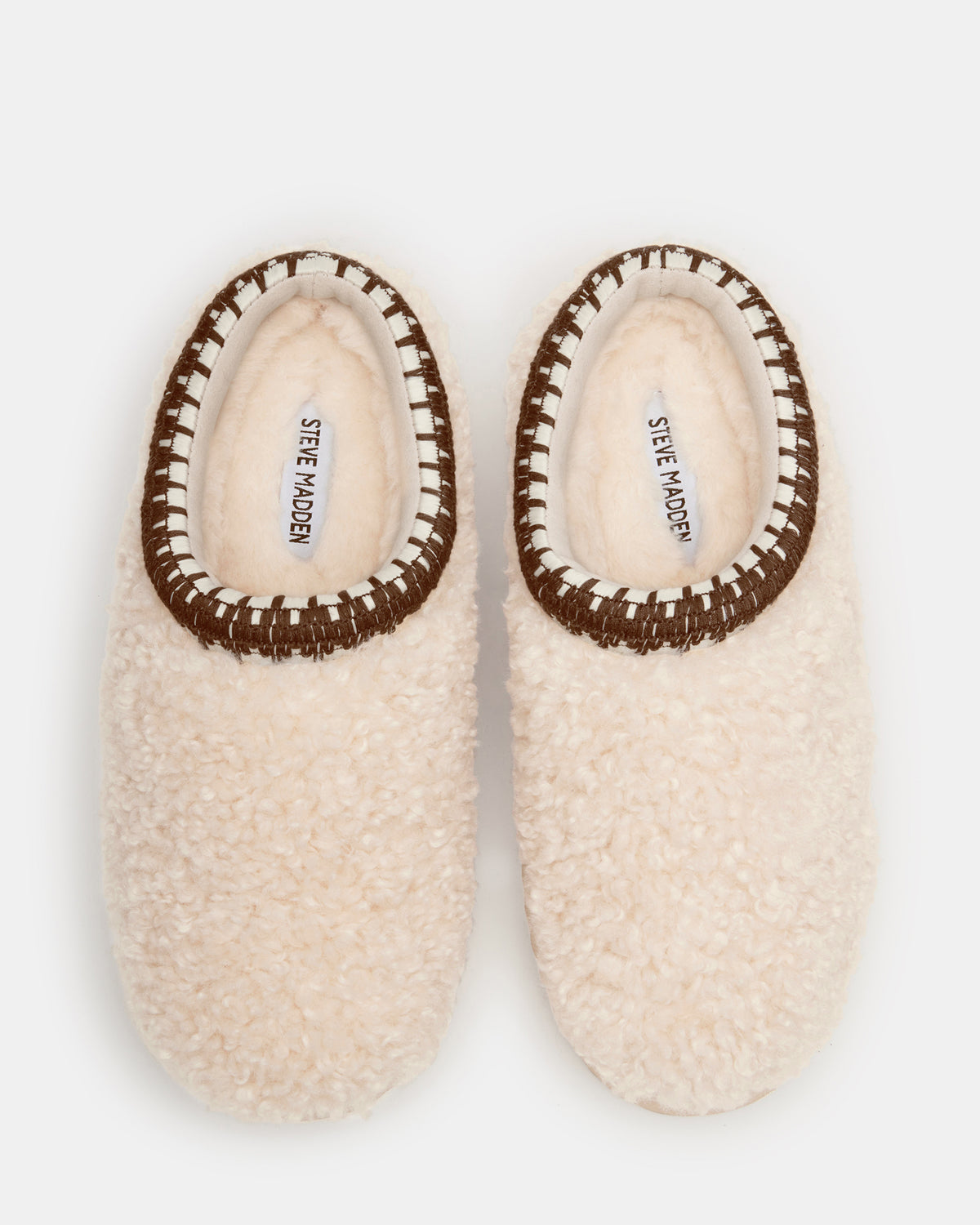 SELENA Faux Shearling Women's Natural Slip-On Mule Flat | Steve Madden