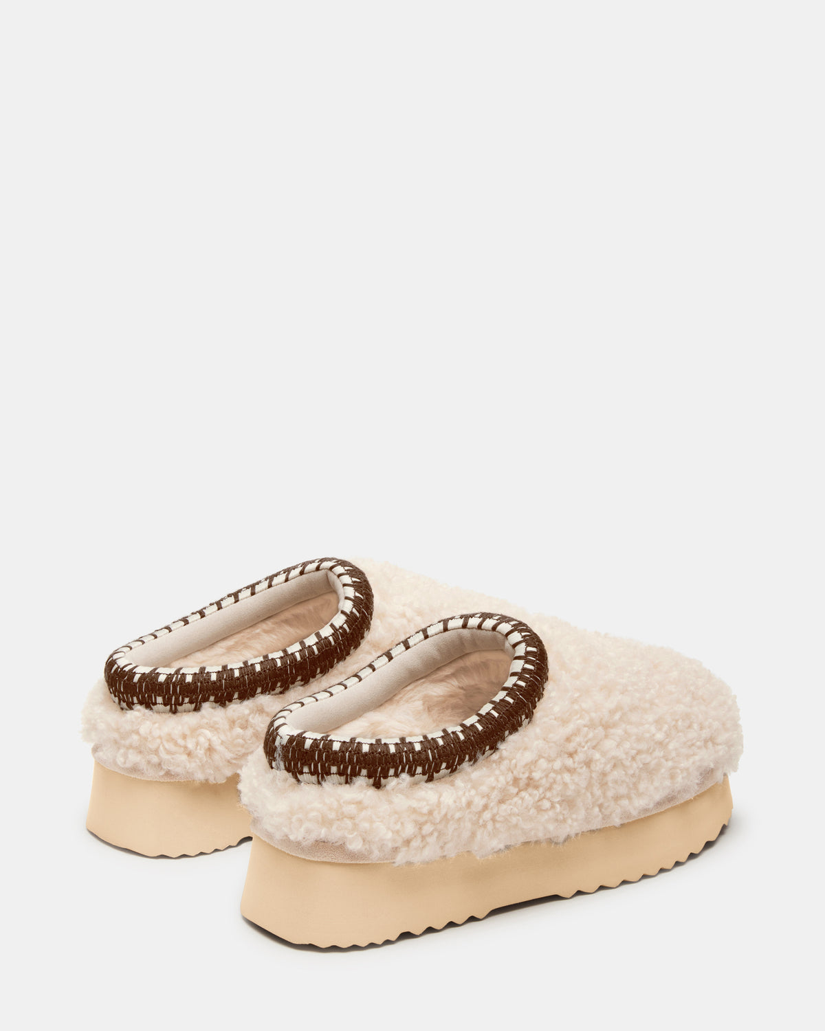 SELENA Faux Shearling Women's Natural Slip-On Mule Flat | Steve Madden