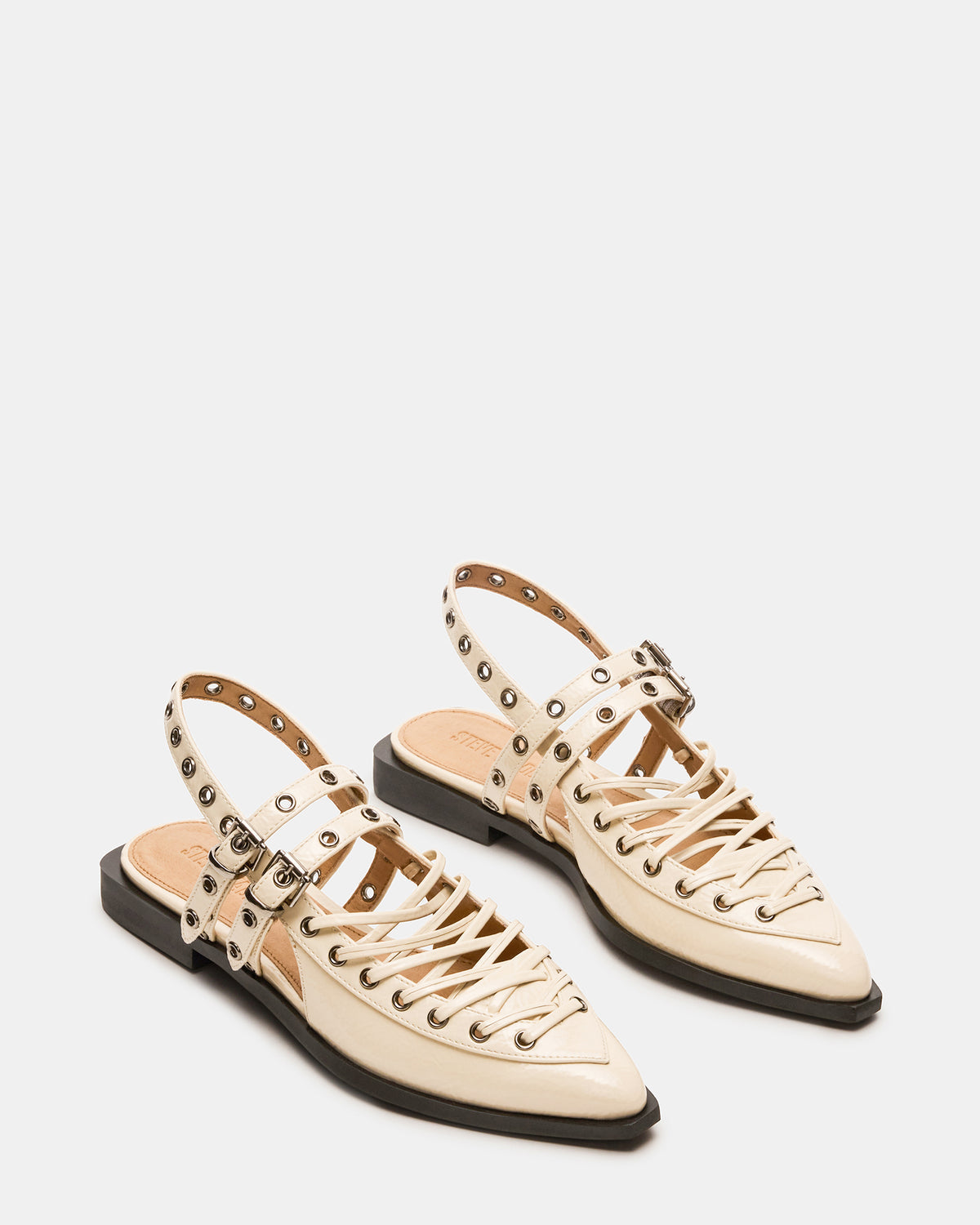 GALANTI Bone Patent Women's Pointed-Toe Moto Slingback Flat | Steve Madden