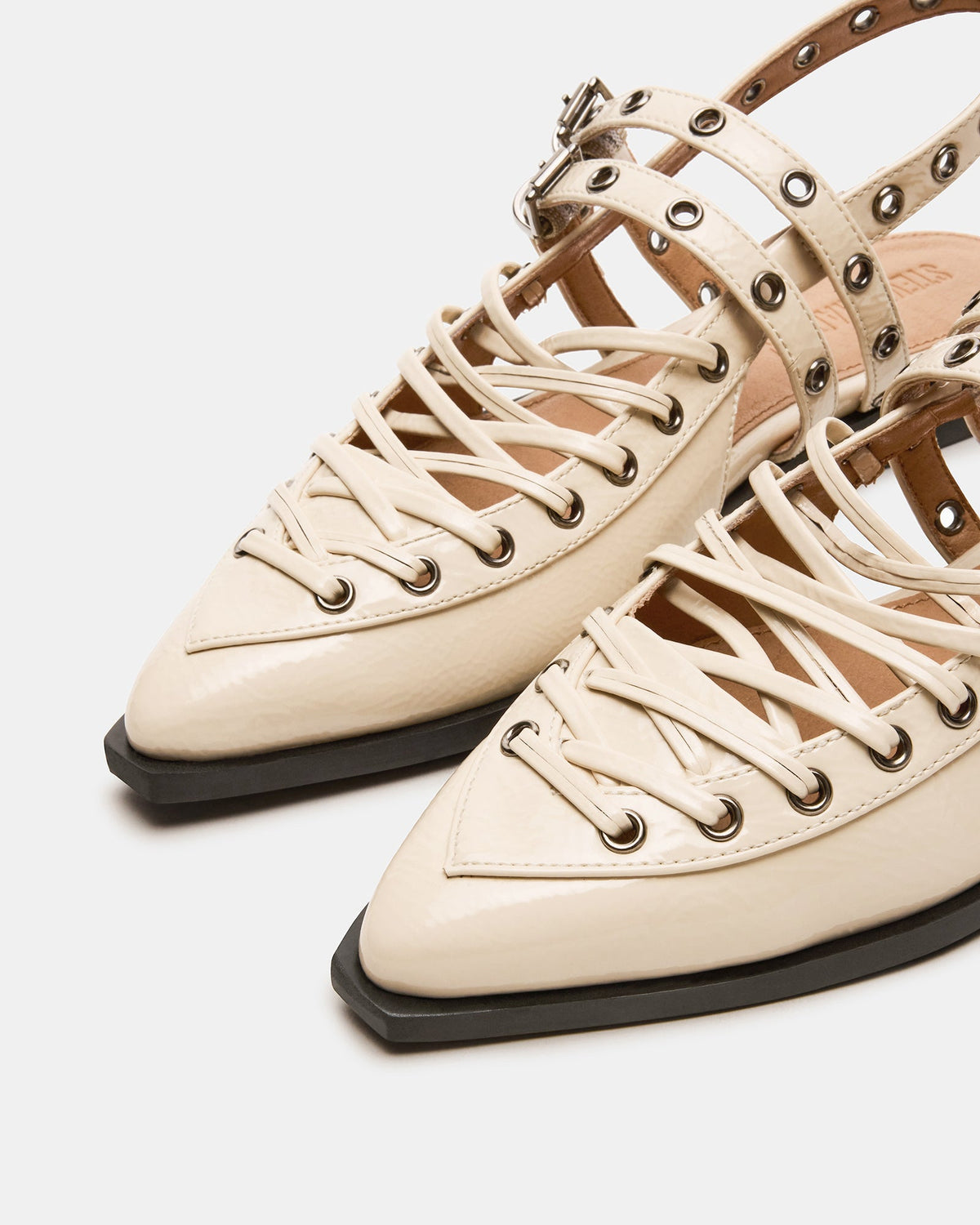 GALANTI Bone Patent Women's Pointed-Toe Moto Slingback Flat | Steve Madden