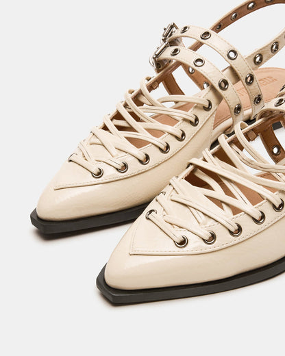 GALANTI Bone Patent Women's Pointed-Toe Moto Slingback Flat | Steve Madden
