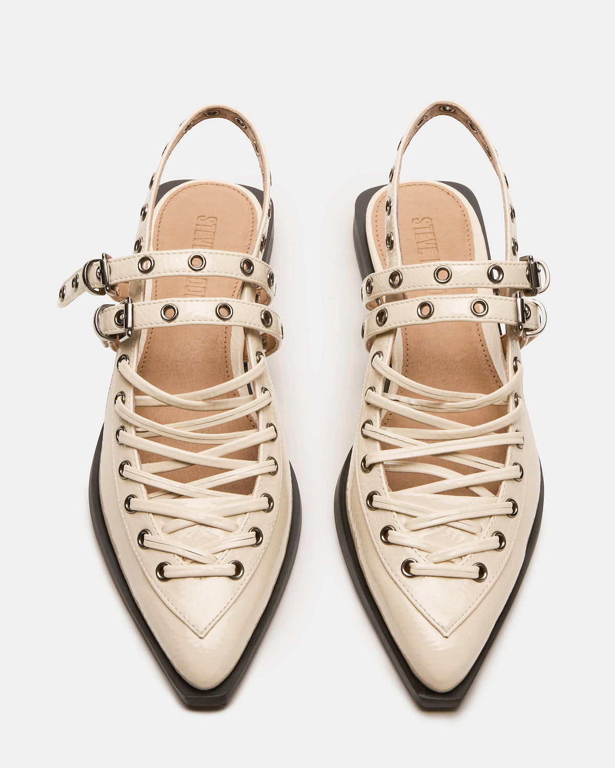 GALANTI Bone Patent Women's Pointed-Toe Moto Slingback Flat | Steve Madden