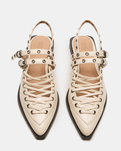 GALANTI Bone Patent Women's Pointed-Toe Moto Slingback Flat | Steve Madden