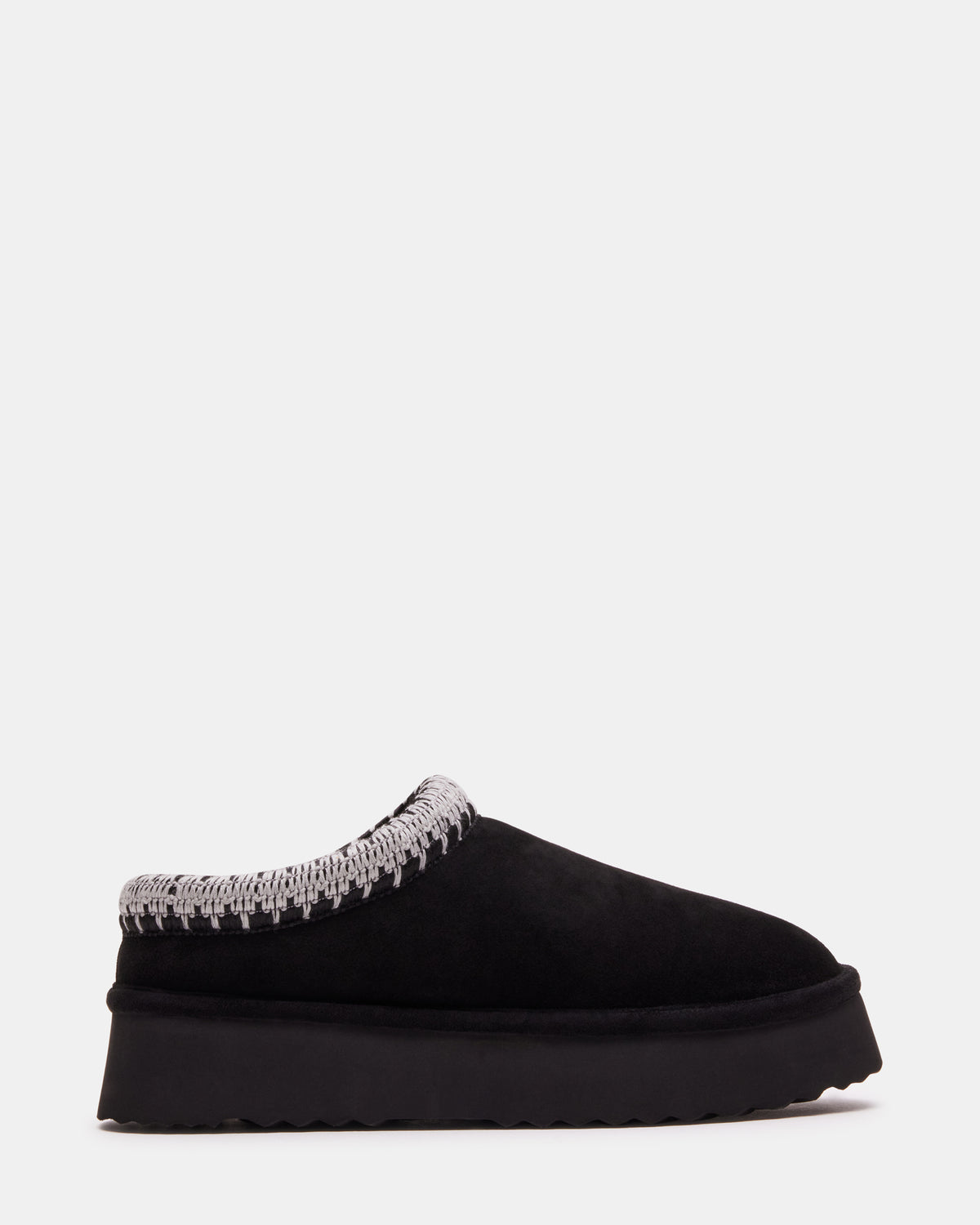 SELENA Black Suede Women's Natural Slip-On Mule Flat | Steve Madden