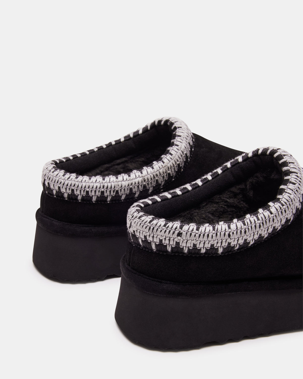 SELENA Black Suede Women's Natural Slip-On Mule Flat | Steve Madden