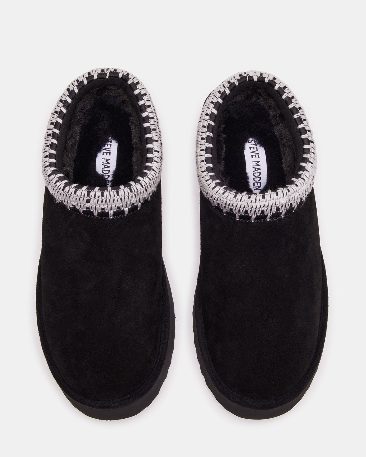 SELENA Black Suede Women's Natural Slip-On Mule Flat | Steve Madden