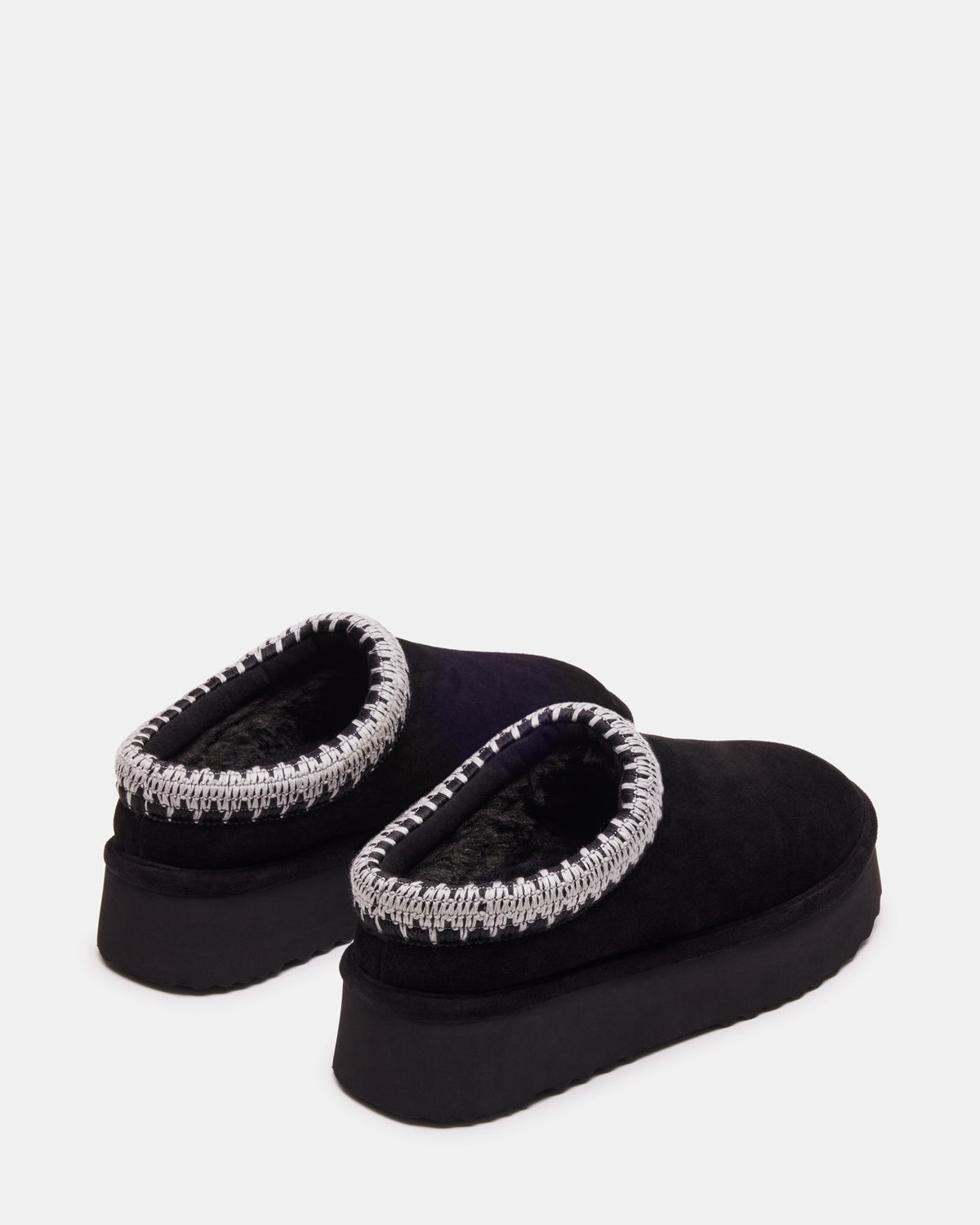 SELENA Black Suede Women's Natural Slip-On Mule Flat | Steve Madden