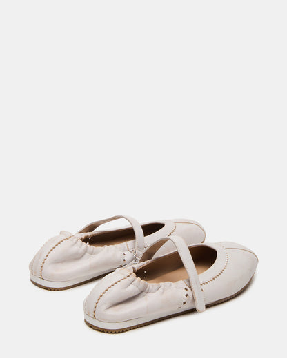 ANAYA White Distressed Mary Jane Ballet Women's Flat | Steve Madden