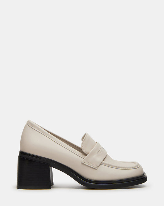 BAXTER Bone Leather Women's Block Heel Loafer | Steve Madden