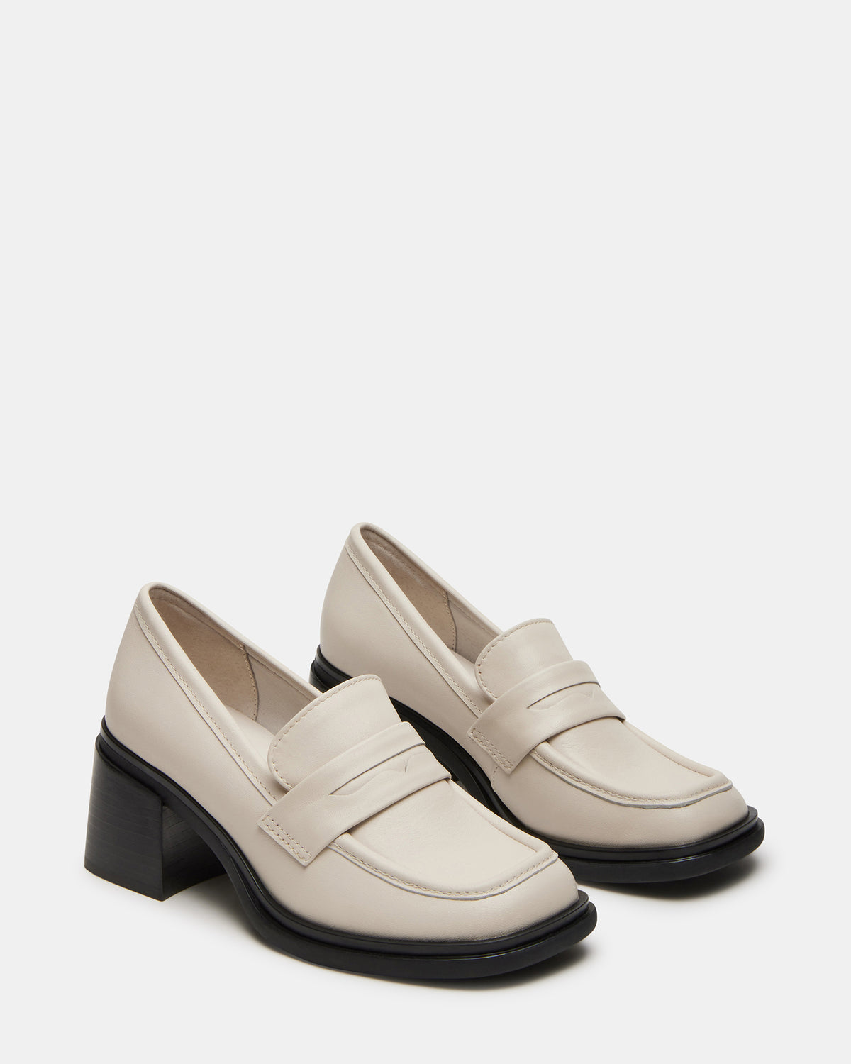 BAXTER Bone Leather Women's Block Heel Loafer | Steve Madden