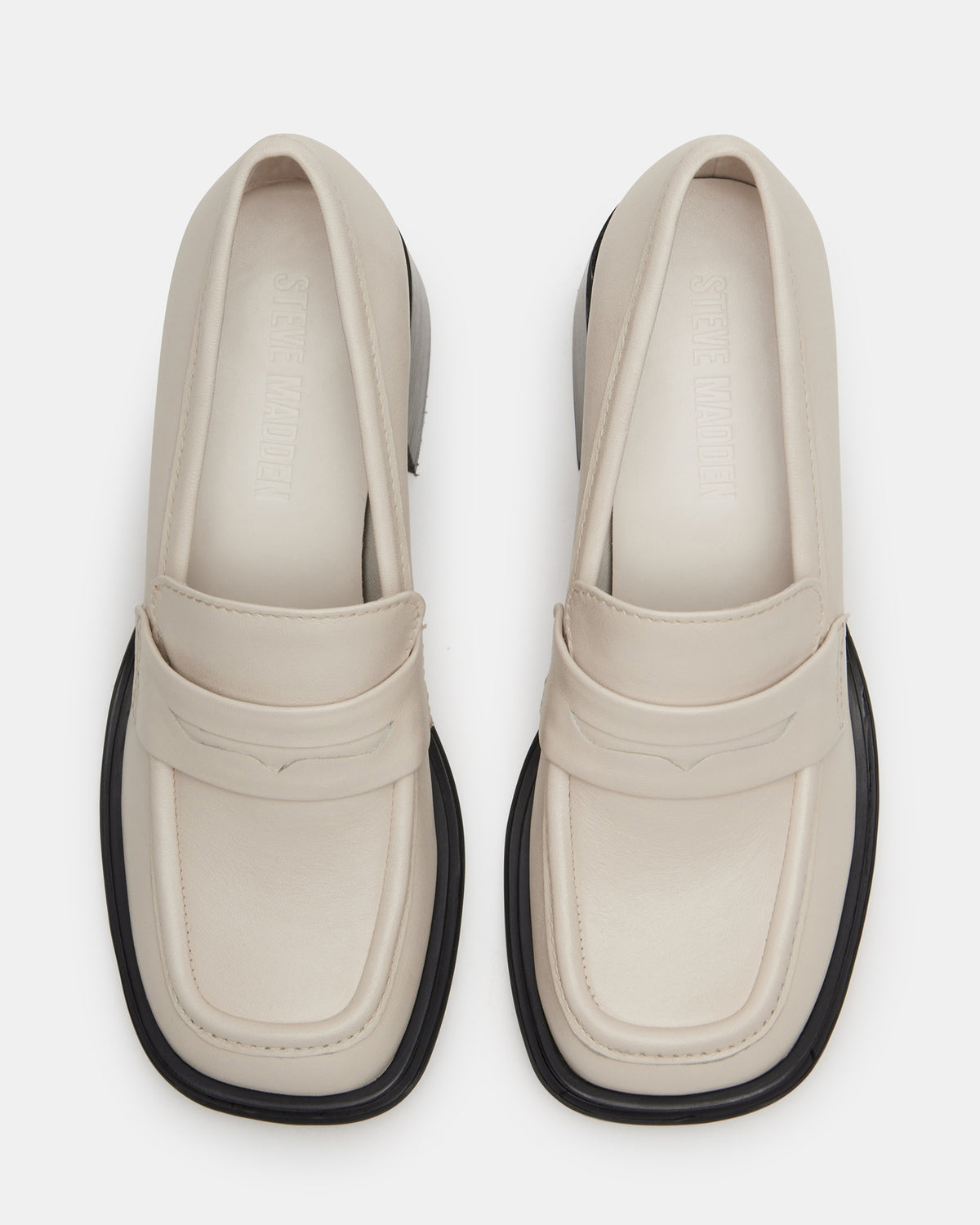 BAXTER Bone Leather Women's Block Heel Loafer | Steve Madden
