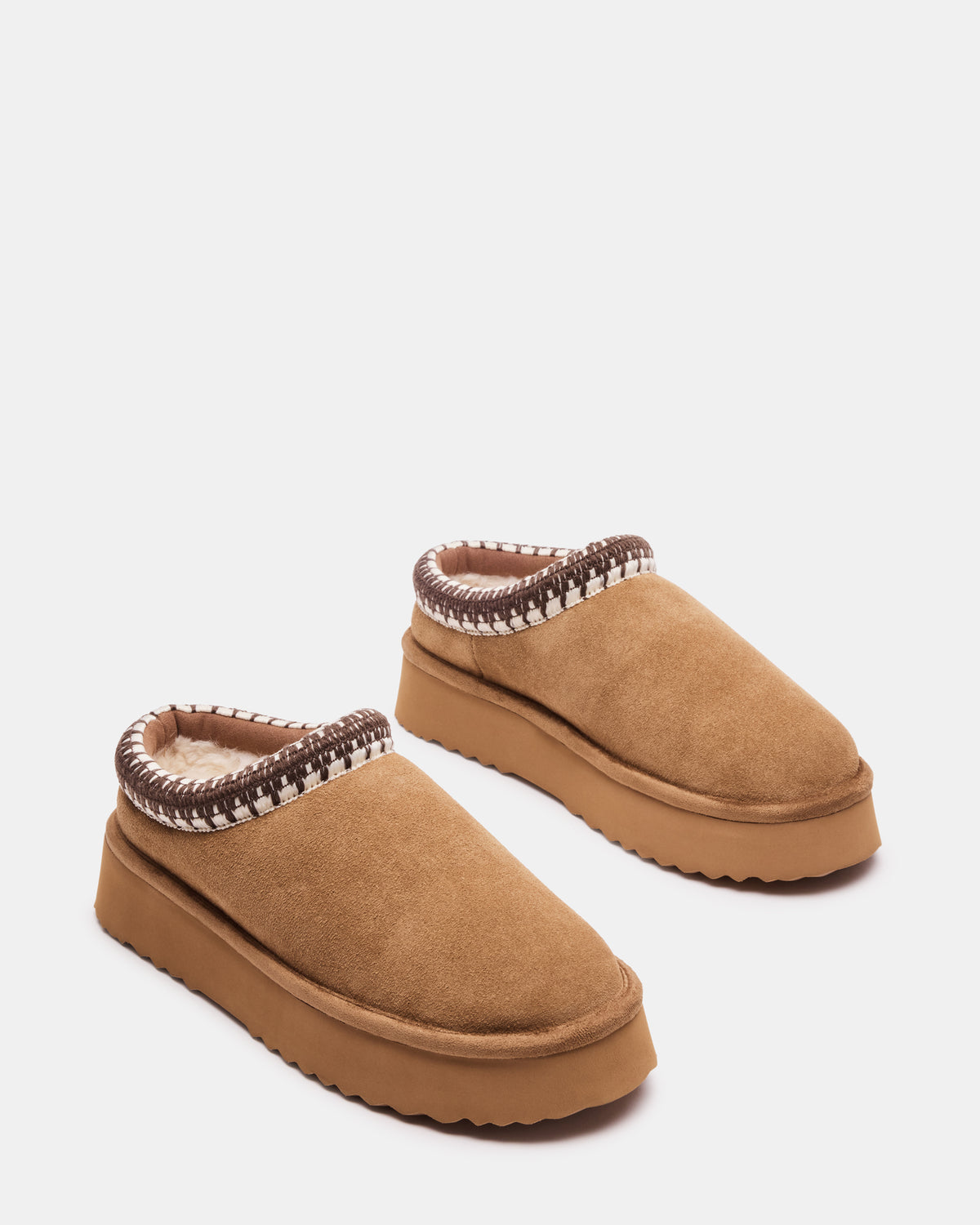 SELENA Chestnut Suede Women's Natural Slip-On Mule Flat | Steve Madden