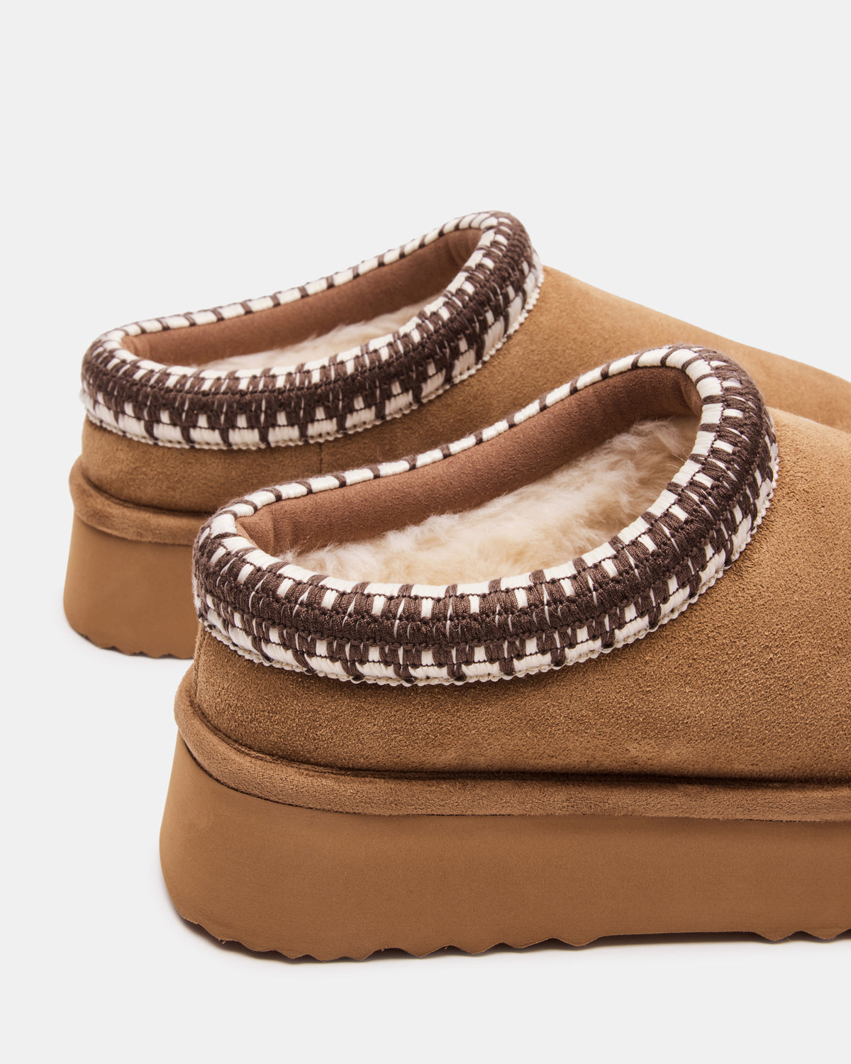 SELENA Chestnut Suede Women's Natural Slip-On Mule Flat | Steve Madden