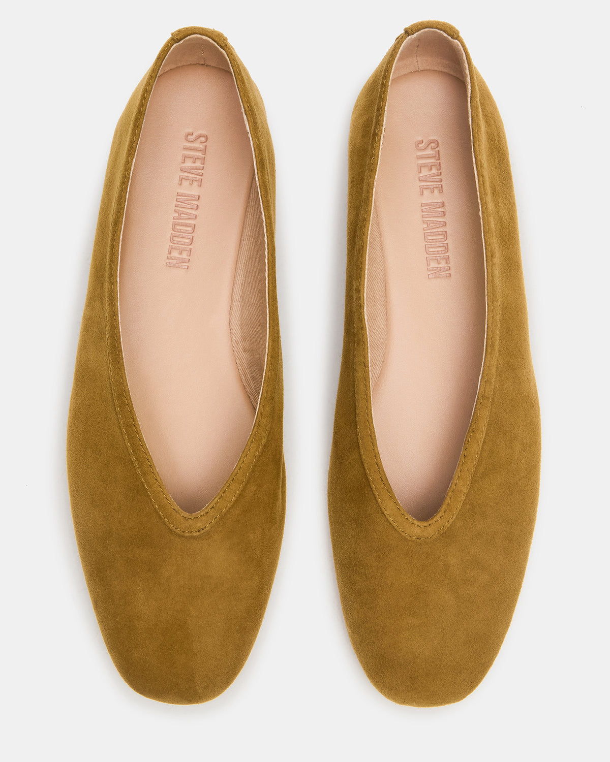 LENI Mustard Suede Square-Toe Ballet Women's Flat | Steve Madden