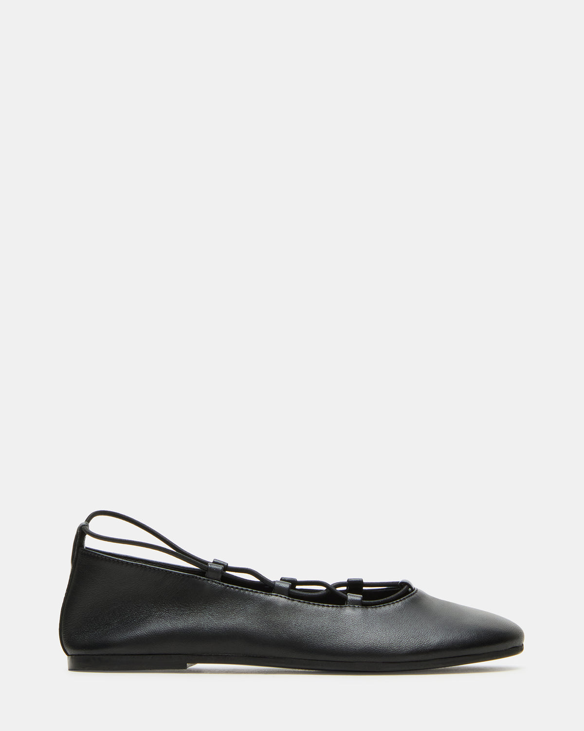 BOMBSHELL Black Leather Ballet Women's Flat | Steve Madden