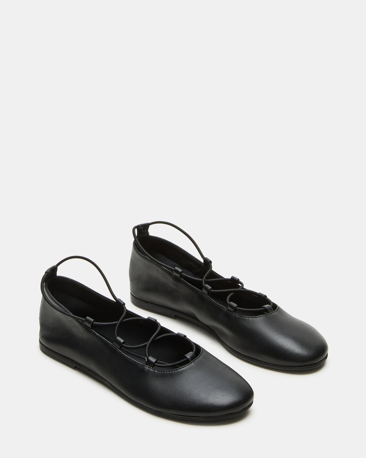 BOMBSHELL Black Leather Ballet Women's Flat | Steve Madden