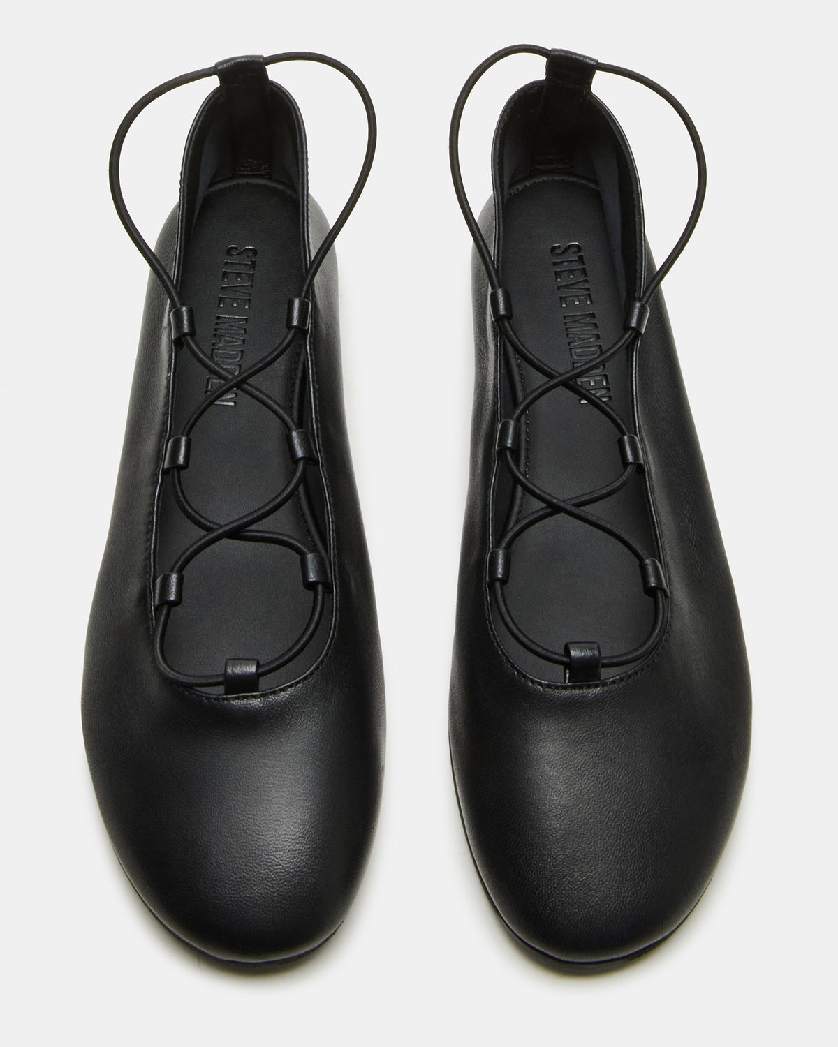 BOMBSHELL Black Leather Ballet Women's Flat | Steve Madden