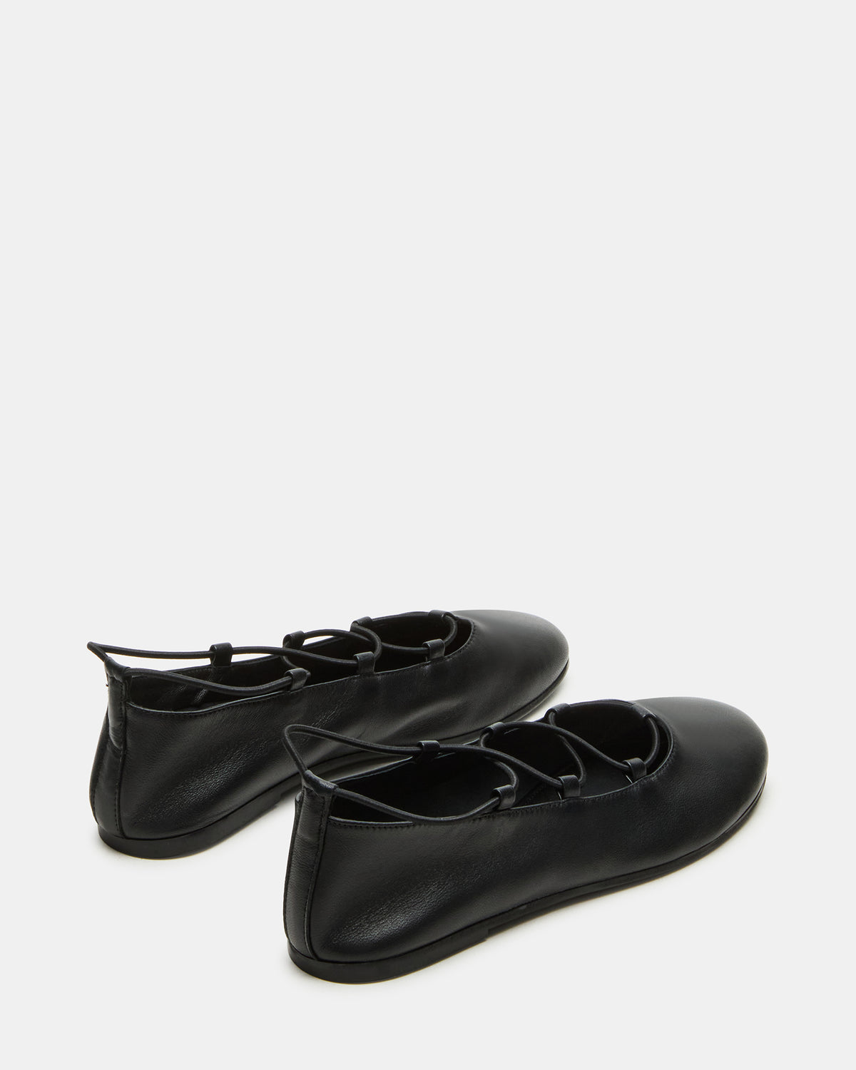 BOMBSHELL Black Leather Ballet Women's Flat | Steve Madden