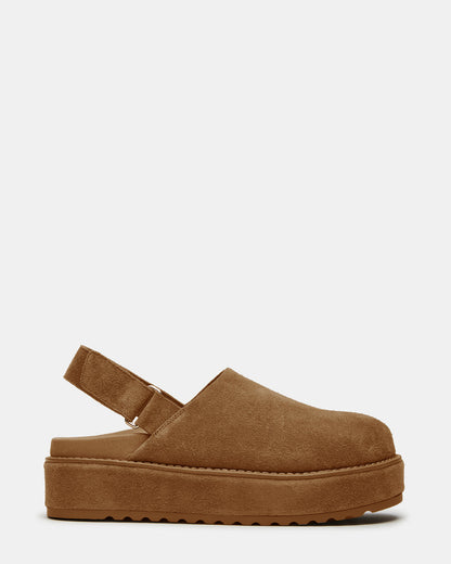 MELLOW Cognac Suede Women's Slingback Platform Clog | Steve Madden
