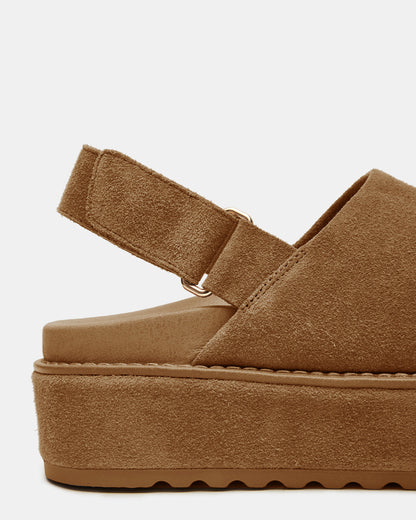 MELLOW Cognac Suede Women's Slingback Platform Clog | Steve Madden