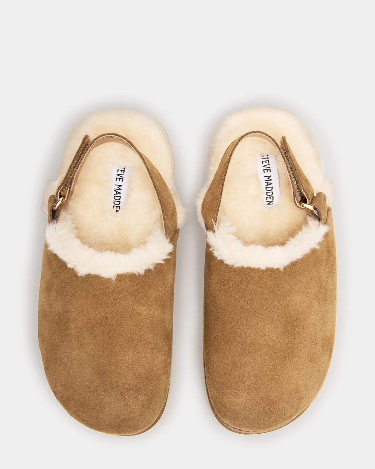MELLOW Faux Fur Cognac Suede Women's Slingback Platform Clog | Steve Madden