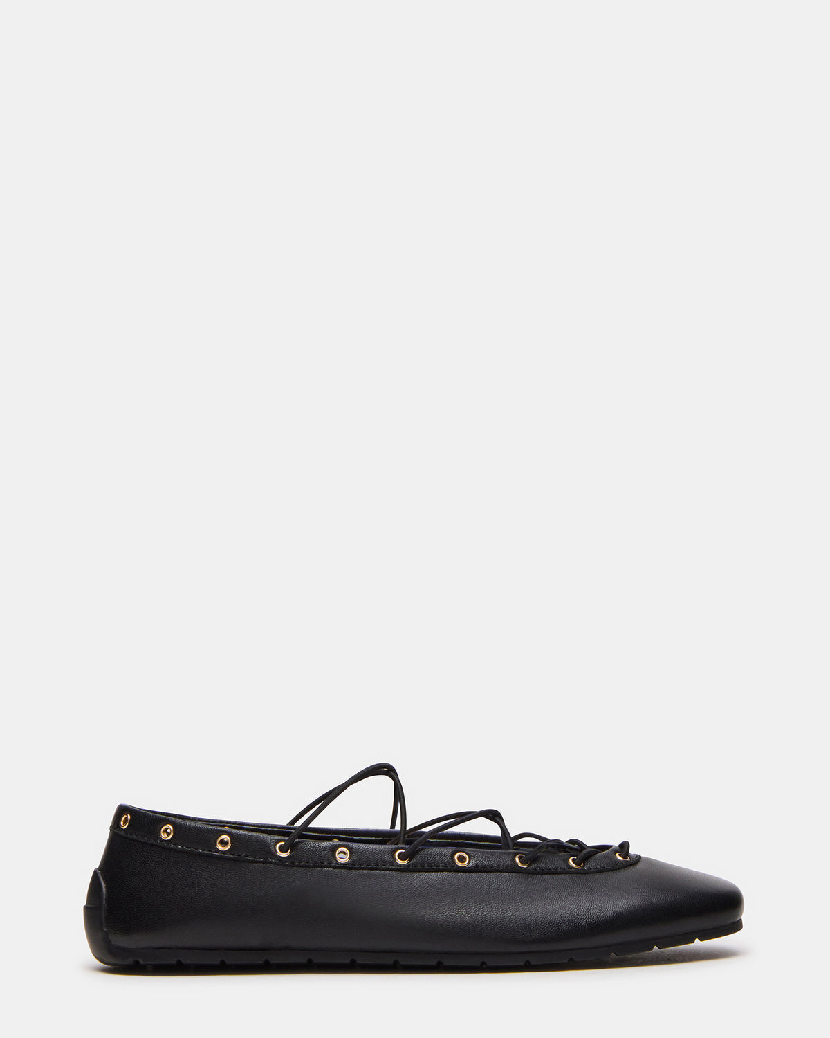 POINTE Black Leather Women's Ballet Square-Toe Flat | Steve Madden