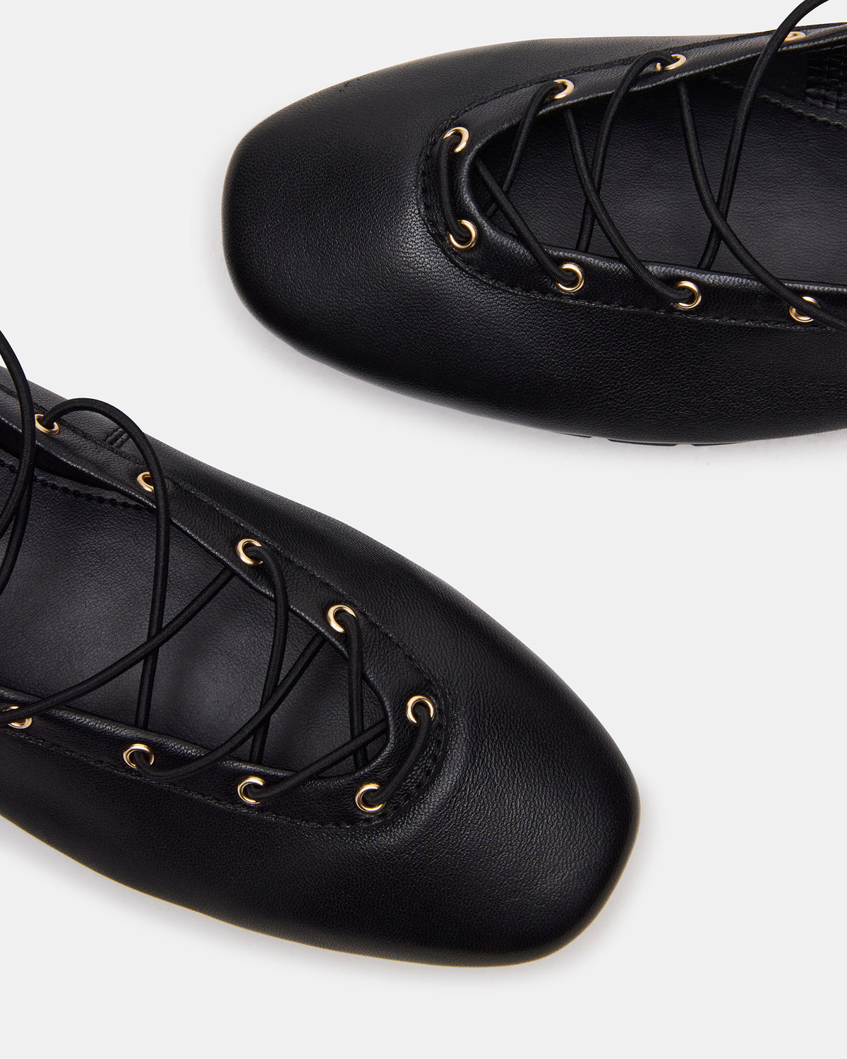 POINTE Black Leather Women's Ballet Square-Toe Flat | Steve Madden