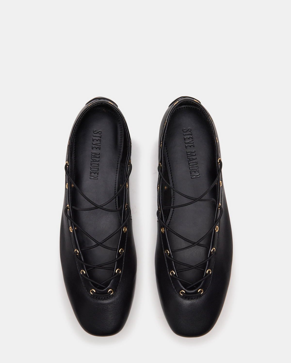 POINTE Black Leather Women's Ballet Square-Toe Flat | Steve Madden